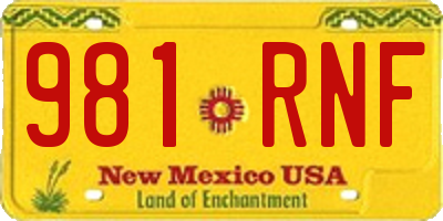 NM license plate 981RNF
