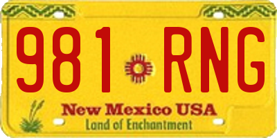 NM license plate 981RNG