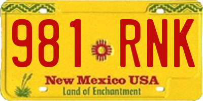 NM license plate 981RNK