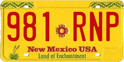 NM license plate 981RNP