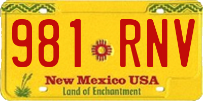 NM license plate 981RNV