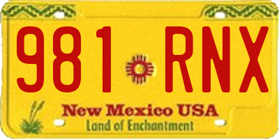 NM license plate 981RNX