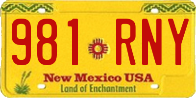 NM license plate 981RNY