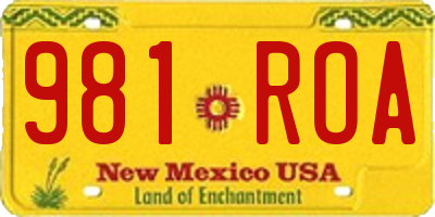 NM license plate 981ROA