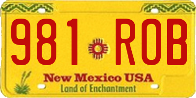 NM license plate 981ROB