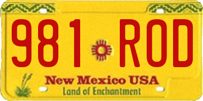NM license plate 981ROD