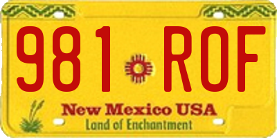 NM license plate 981ROF