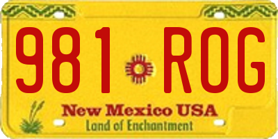 NM license plate 981ROG