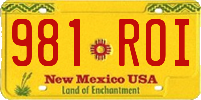 NM license plate 981ROI
