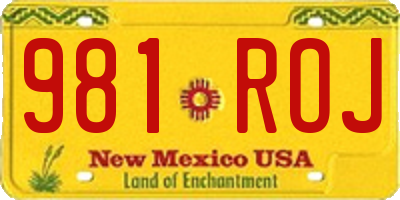 NM license plate 981ROJ