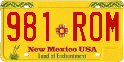 NM license plate 981ROM