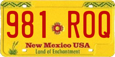 NM license plate 981ROQ