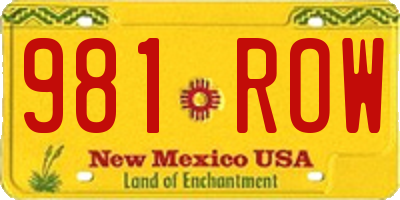 NM license plate 981ROW