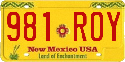 NM license plate 981ROY