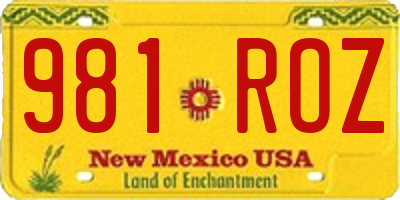 NM license plate 981ROZ