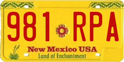 NM license plate 981RPA