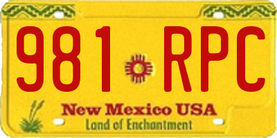 NM license plate 981RPC
