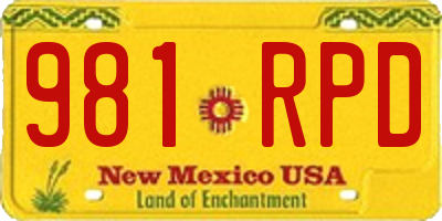 NM license plate 981RPD