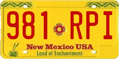 NM license plate 981RPI