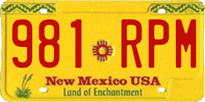NM license plate 981RPM
