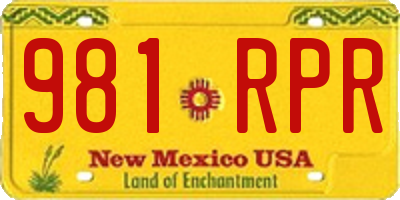 NM license plate 981RPR