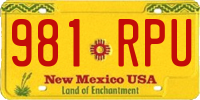 NM license plate 981RPU