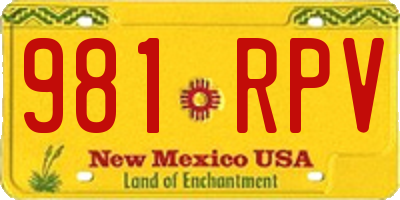NM license plate 981RPV