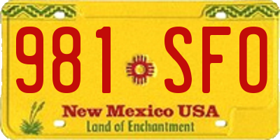 NM license plate 981SFO