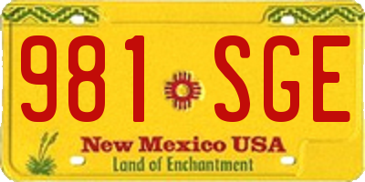 NM license plate 981SGE