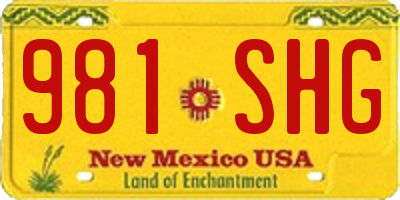 NM license plate 981SHG