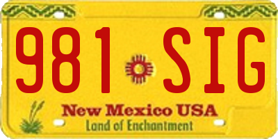 NM license plate 981SIG