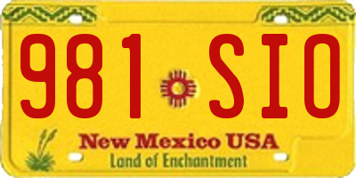 NM license plate 981SIO