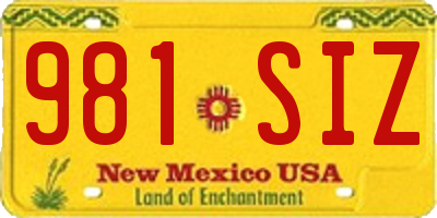 NM license plate 981SIZ