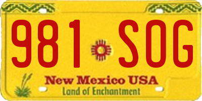 NM license plate 981SOG