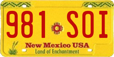 NM license plate 981SOI
