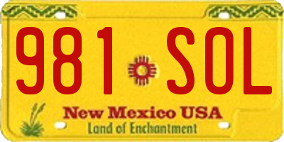 NM license plate 981SOL