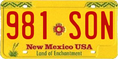 NM license plate 981SON