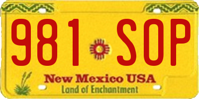 NM license plate 981SOP
