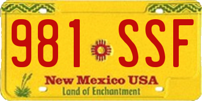 NM license plate 981SSF