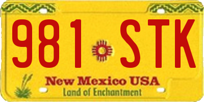 NM license plate 981STK