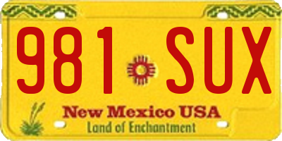 NM license plate 981SUX