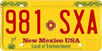 NM license plate 981SXA