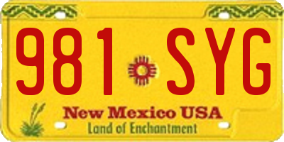 NM license plate 981SYG