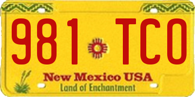 NM license plate 981TCO