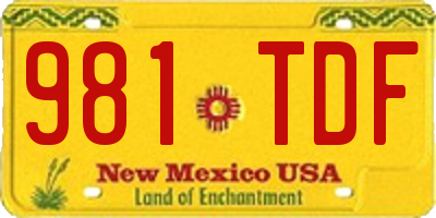NM license plate 981TDF