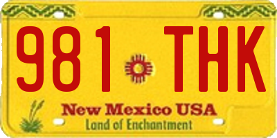 NM license plate 981THK