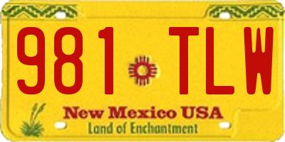 NM license plate 981TLW