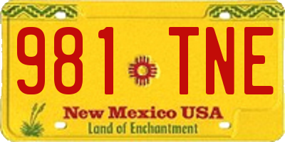 NM license plate 981TNE