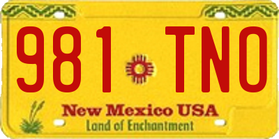 NM license plate 981TNO