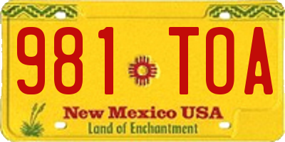 NM license plate 981TOA